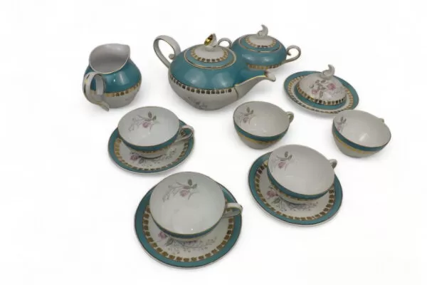 Antigo conjunto Vintage de chá com 12 peças em Porcelana Schimidt