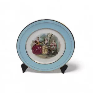 Antigo prato Porcelana da marca Nadia com Cenas Galante de Fragonard no centro, Antiquario Rosa Santoro