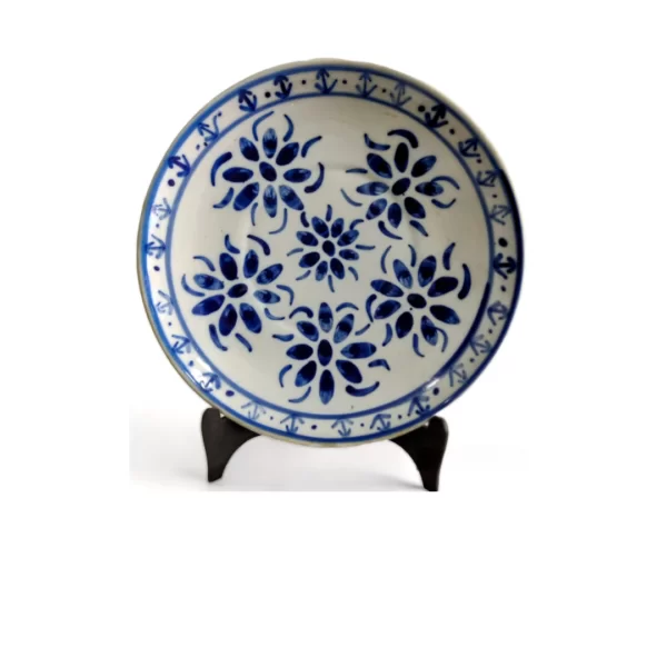 Prato em porcelana branca e azul cobalto Monte Sião MG